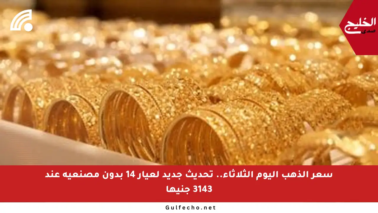 سعر الذهب اليوم الثلاثاء.. تحديث جديد لعيار 14 بدون مصنعية عند 3143 جنيها